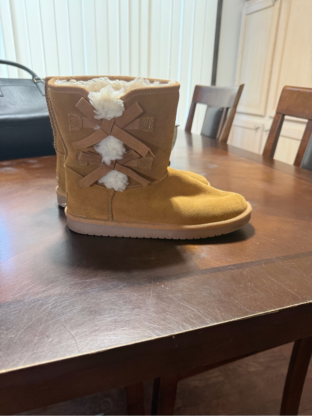 Koolaburra Tan Suede Bow-Accent Ankle Boots
